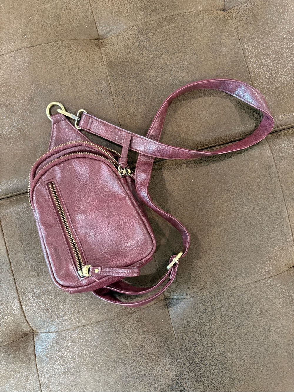 Women’s Crossbody Sling Bag in Berry Vegan Leather